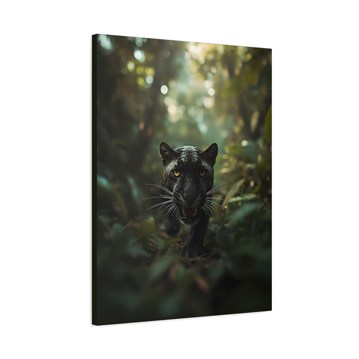Black Panther Canvas Wall Art — Majestic Jungle Cat Stretched Matte Canvas
