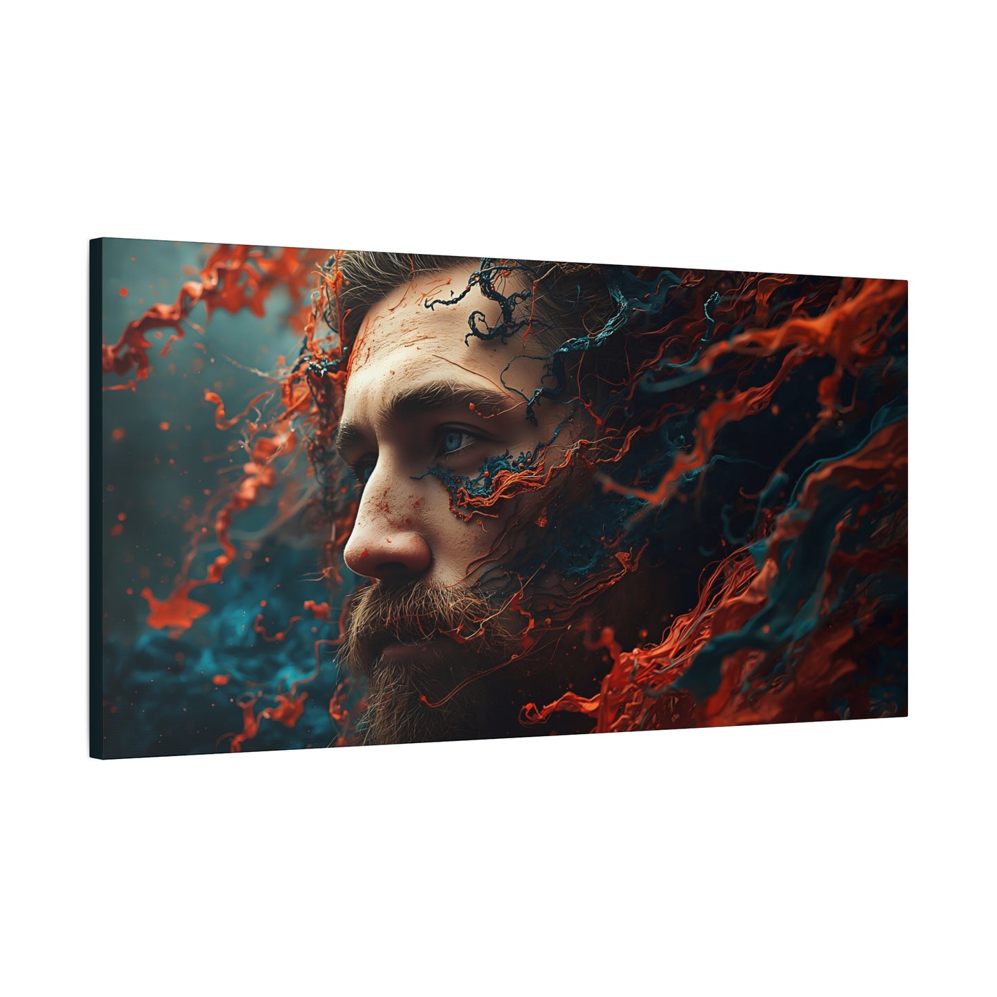Surreal Sea-God Portrait Matte Canvas Print — Stretched Wall Art