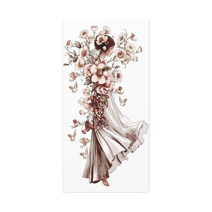 Floral Ballet Canvas Print — Elegant Dancing Woman Wall Art