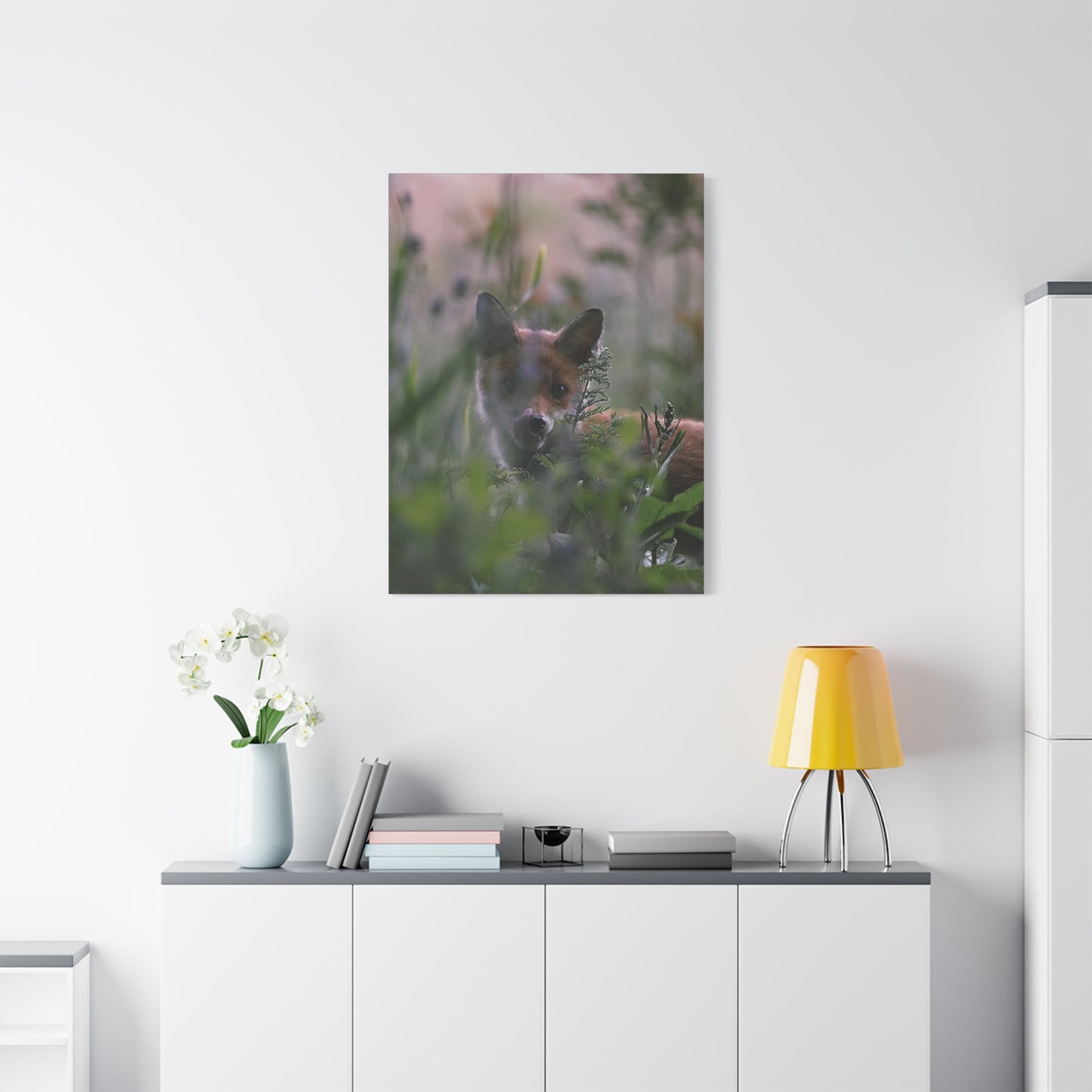 Vos in het wild, matte canvasprint — Natuur muurdecoratie, gespannen op een frame van 3,17 cm (1,25 inch)