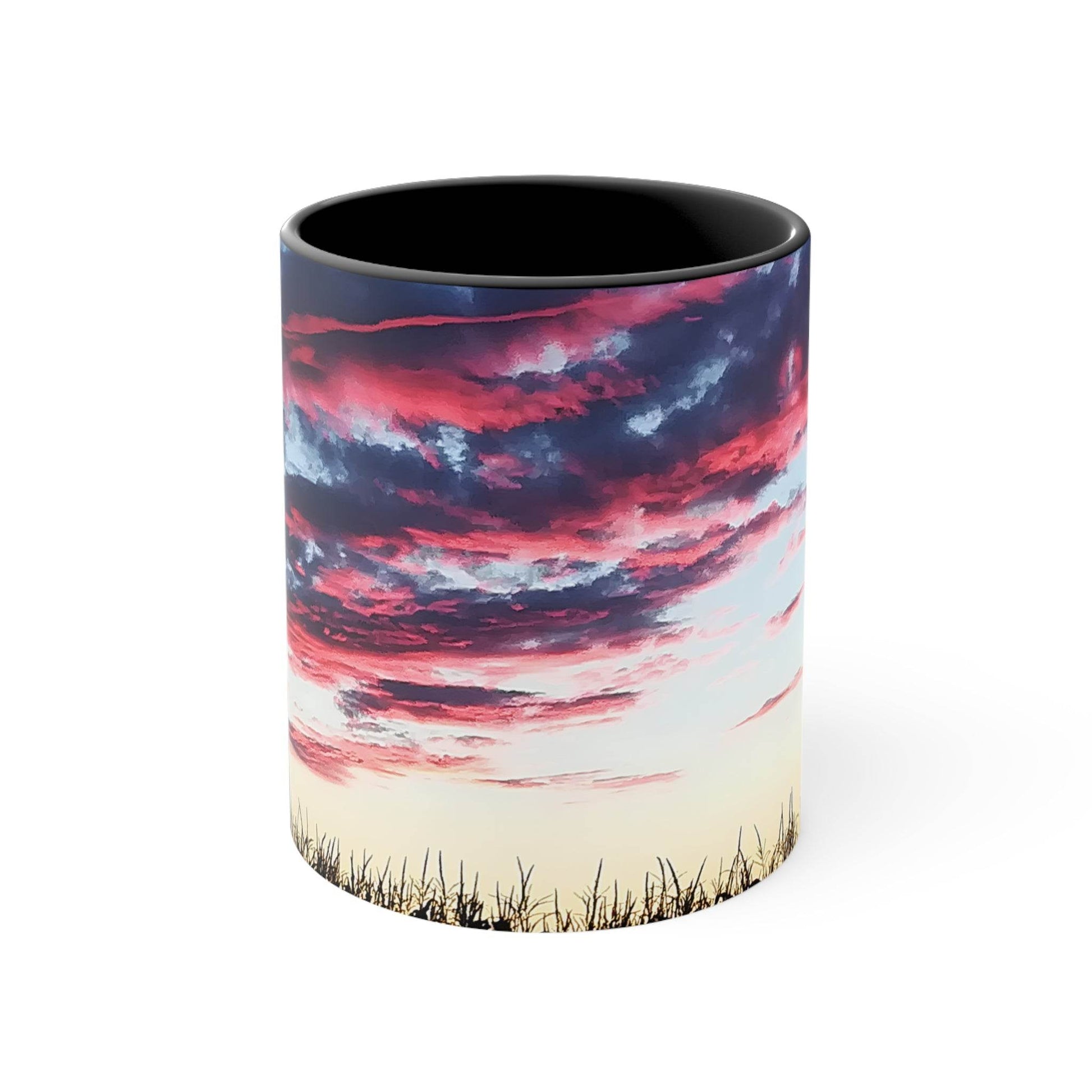 Sunset Accent Coffee Mug - Artistic Drinkware for Nature Lovers, Home Office Decor, Gifts for Coffee Lovers, Birthday, Relaxation - A Pretty Print