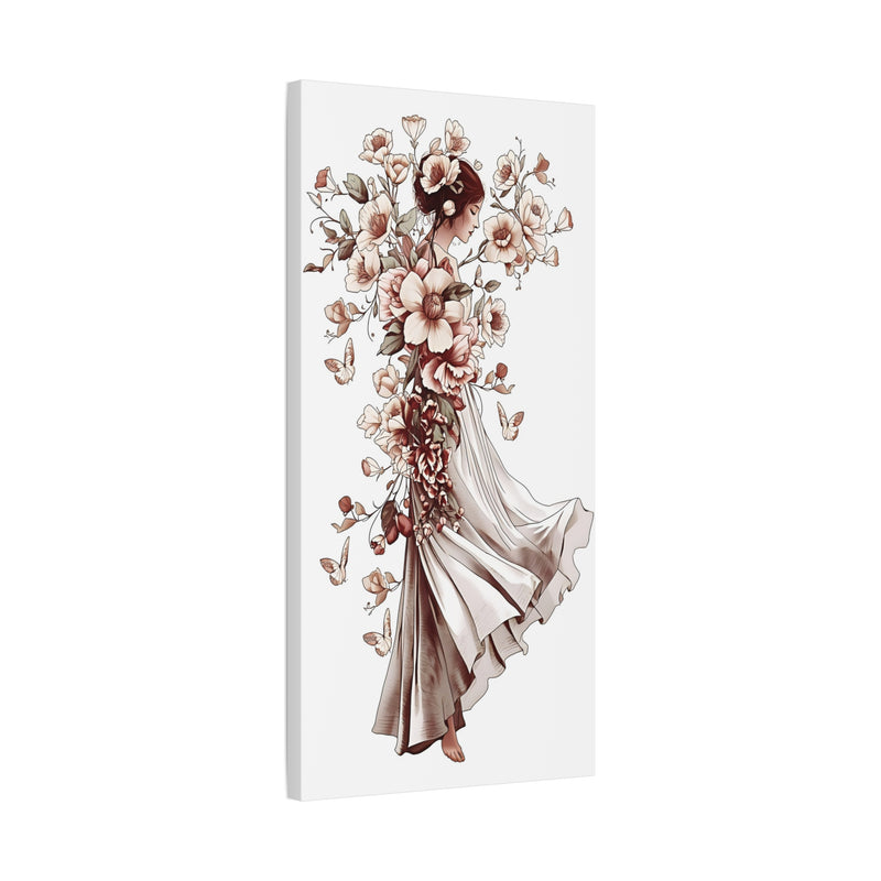 Elegant dancing woman wall art on 15″ x 30″ | 38.10 cm x 76.20 cm canvas print, Depth 1.25″ | 3.18 cm.