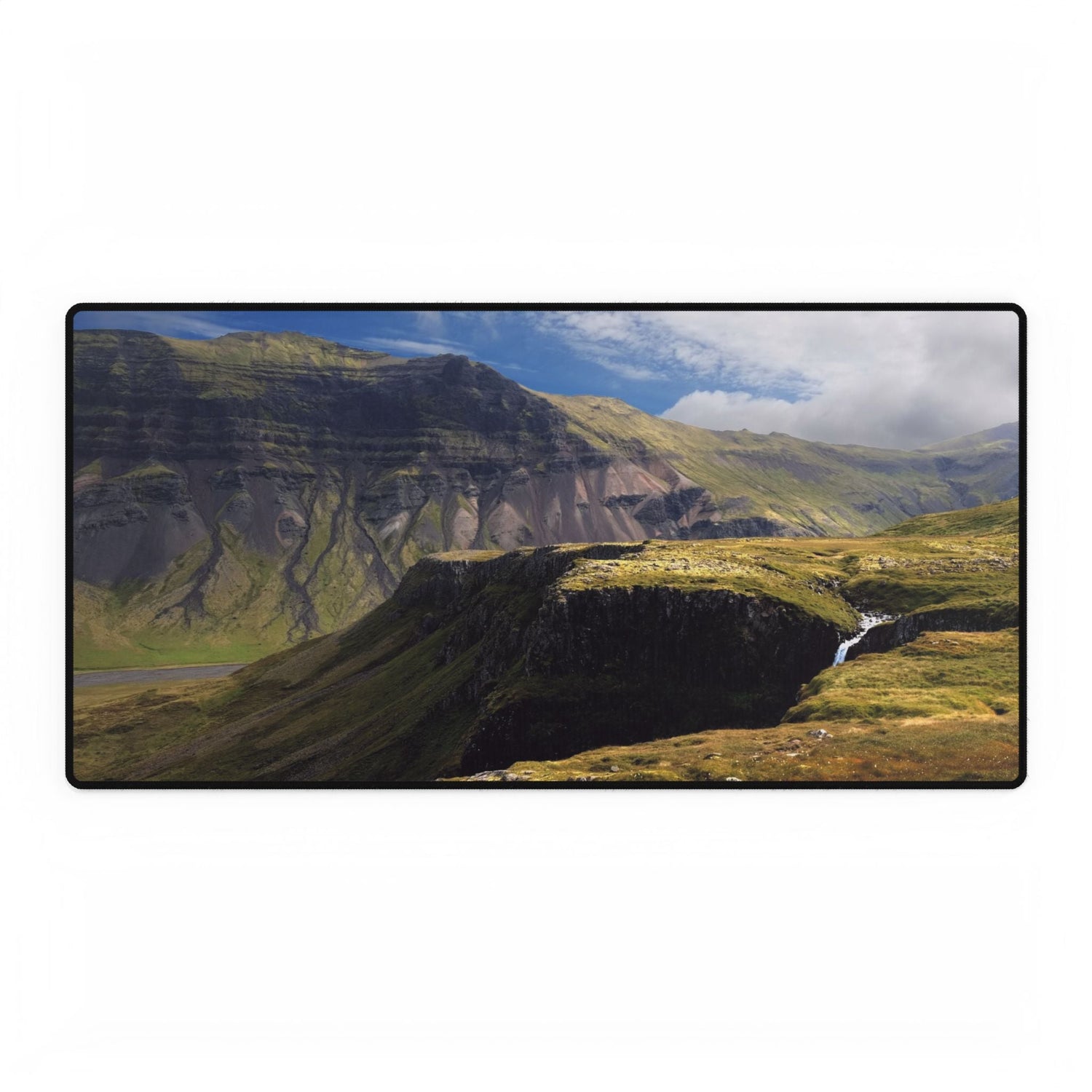 Iceland Landscape Desk Mat with Mountain View, Nature Office Decor.