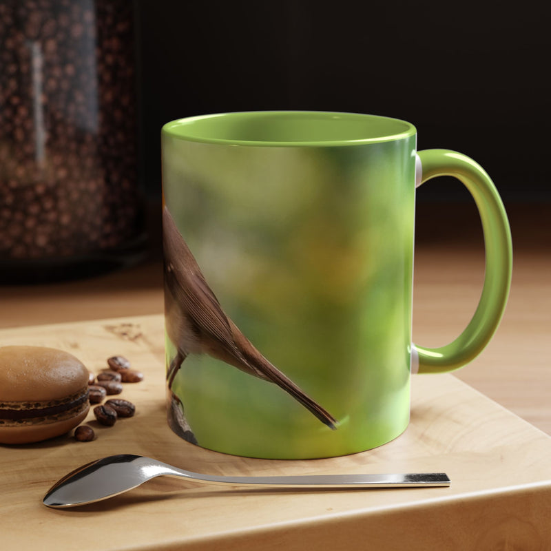Stately Robin Ceramic Mug 325ml with Light Green handle and interior — top view showing green inside.