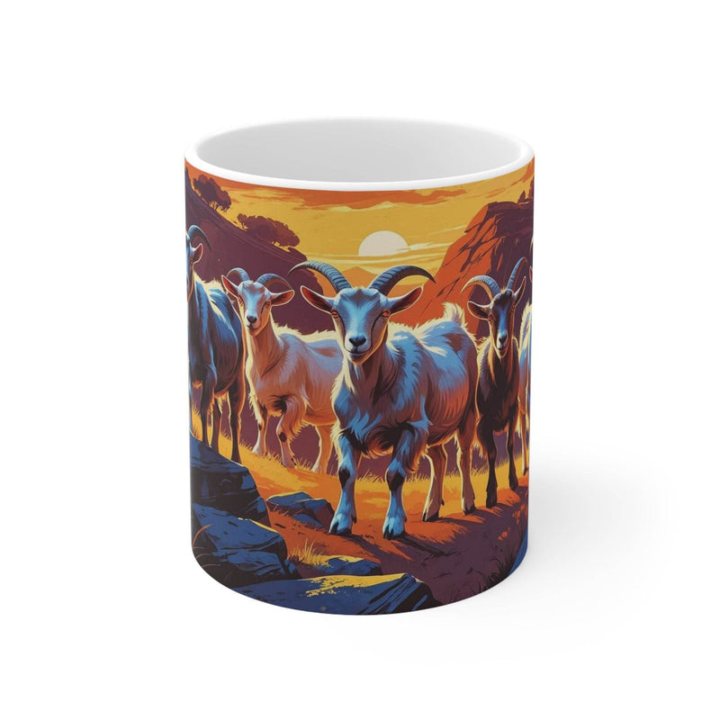 Rustikaler 325ml Bergziegen Keramik-Becher für eine gemütliche und friedliche Atmosphäre bei der Morgenroutine.