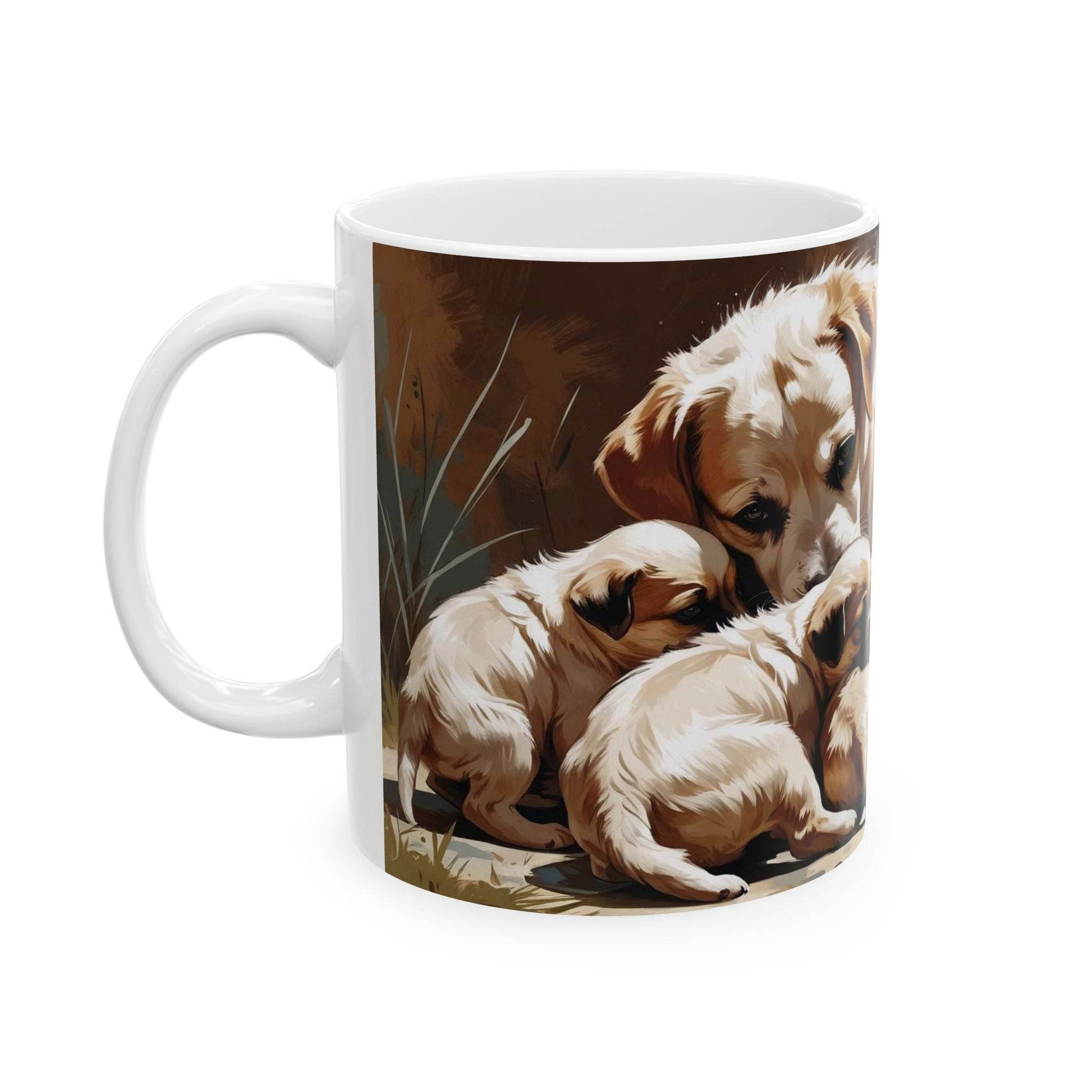Mug, Dog with 5 cute puppies - A Pretty Print