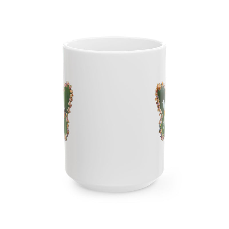 Butterfly Daisy Wreath Mug | Ceramic Coffee Mug