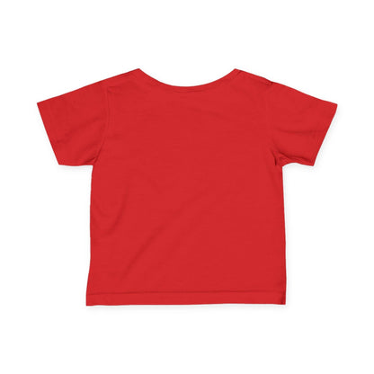 Red infant tee with a classic fit, perfect for dinosaur-loving kids.