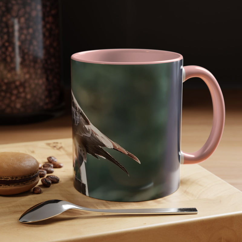 Wildlife Mäusebussard Becher 325ml mit rosa Henkel und Innerem.