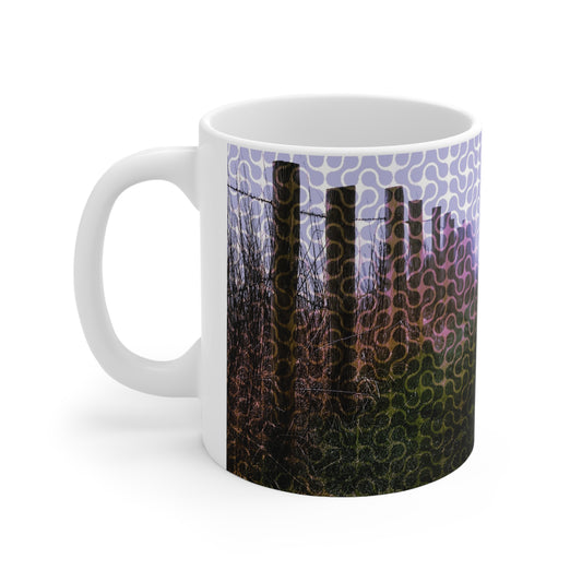Ceramic Mug — Misty Forest Fence Landscape Coffee Mug