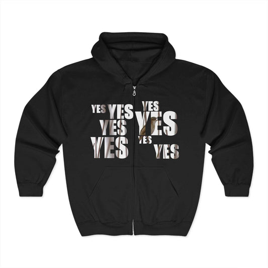 Unisex Heavy Blend™ Yes and No Print Full Zip Hooded Sweatshirt - A Pretty Print