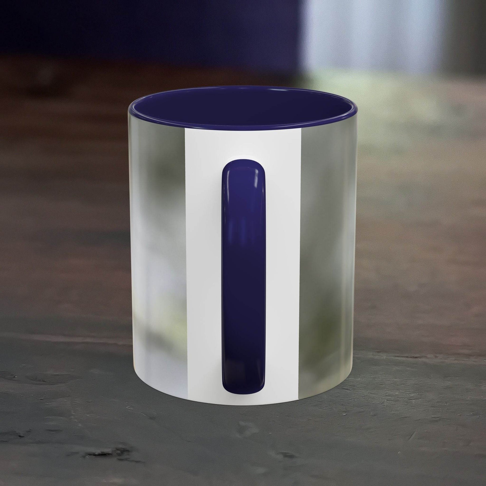 White ceramic mug with pretty dragonfly design, 11oz capacity.