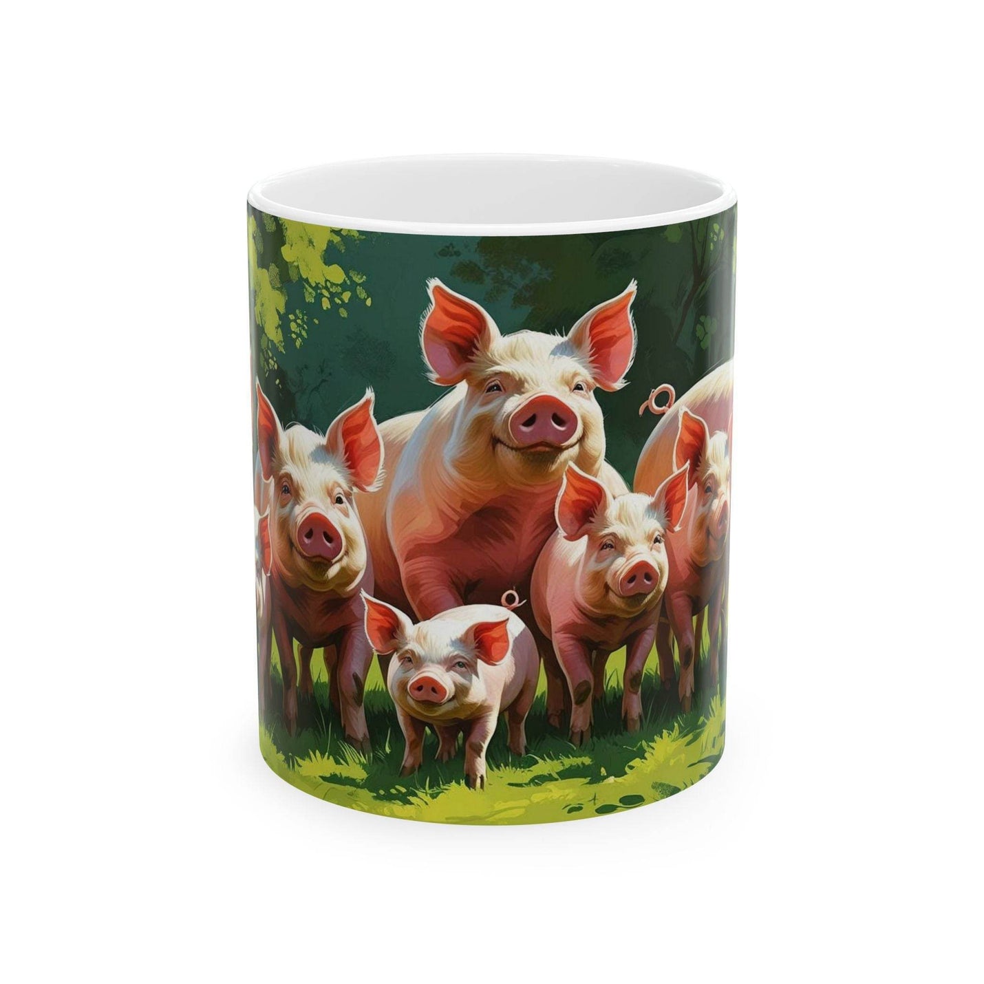 Whimsical 11oz pig theme ceramic mug, perfect kitchenware and a delightful addition for animal lovers.