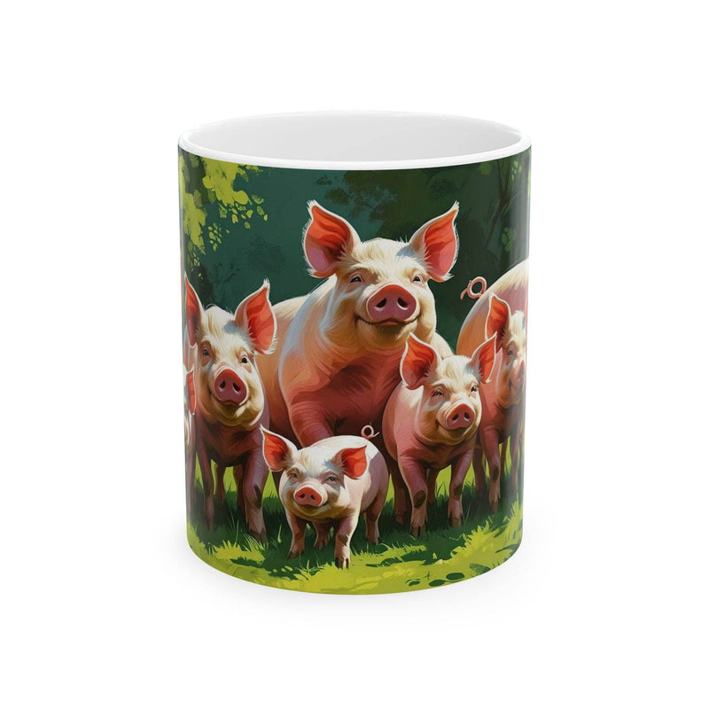 Whimsical 11oz pig theme ceramic mug, perfect kitchenware and a delightful addition for animal lovers.