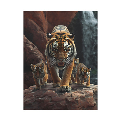 Tiger Family Canvas Print - Stretched Matte Wall Art