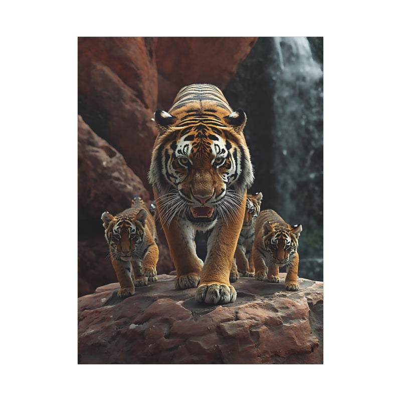 Tiger Family Canvas Print in 36″ x 48″ | 91.44 cm x 121.92 cm size with a stretched 1.25″ | 3.18 cm depth profile.