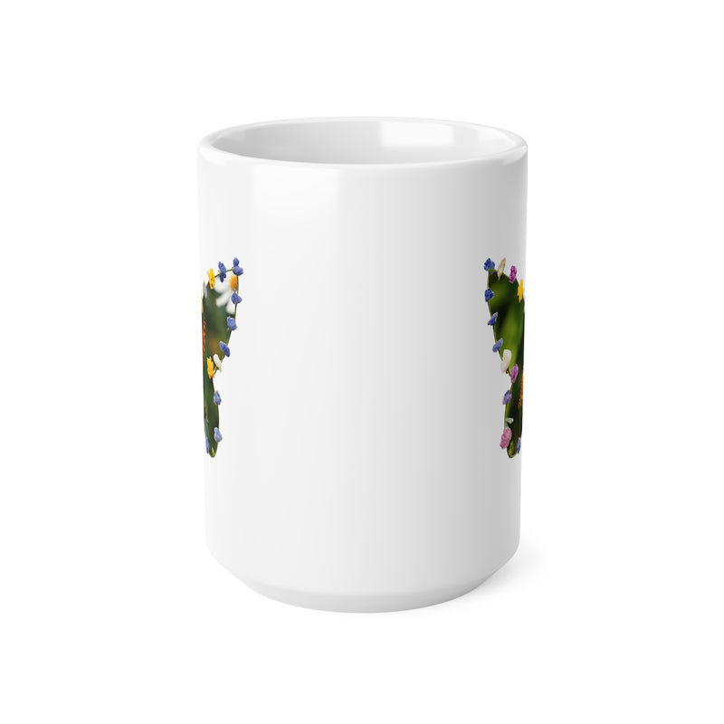 Keramische koffiemok met vlinder- en bloemenmotief — 325 ml & 440 ml