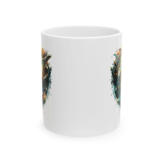 Adventure Landscape Ceramic Mug — Fantasy Nature Compass Design (11oz, 15oz)