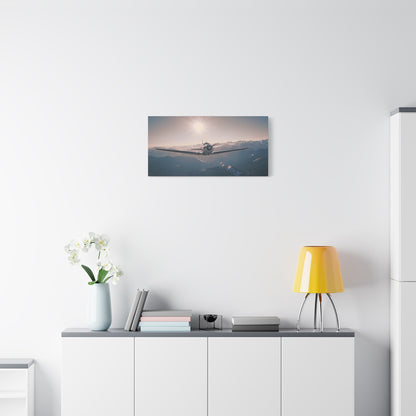 Vintage Airplane Wall Art Canvas – Stretched Matte Canvas Plane Over Mountains