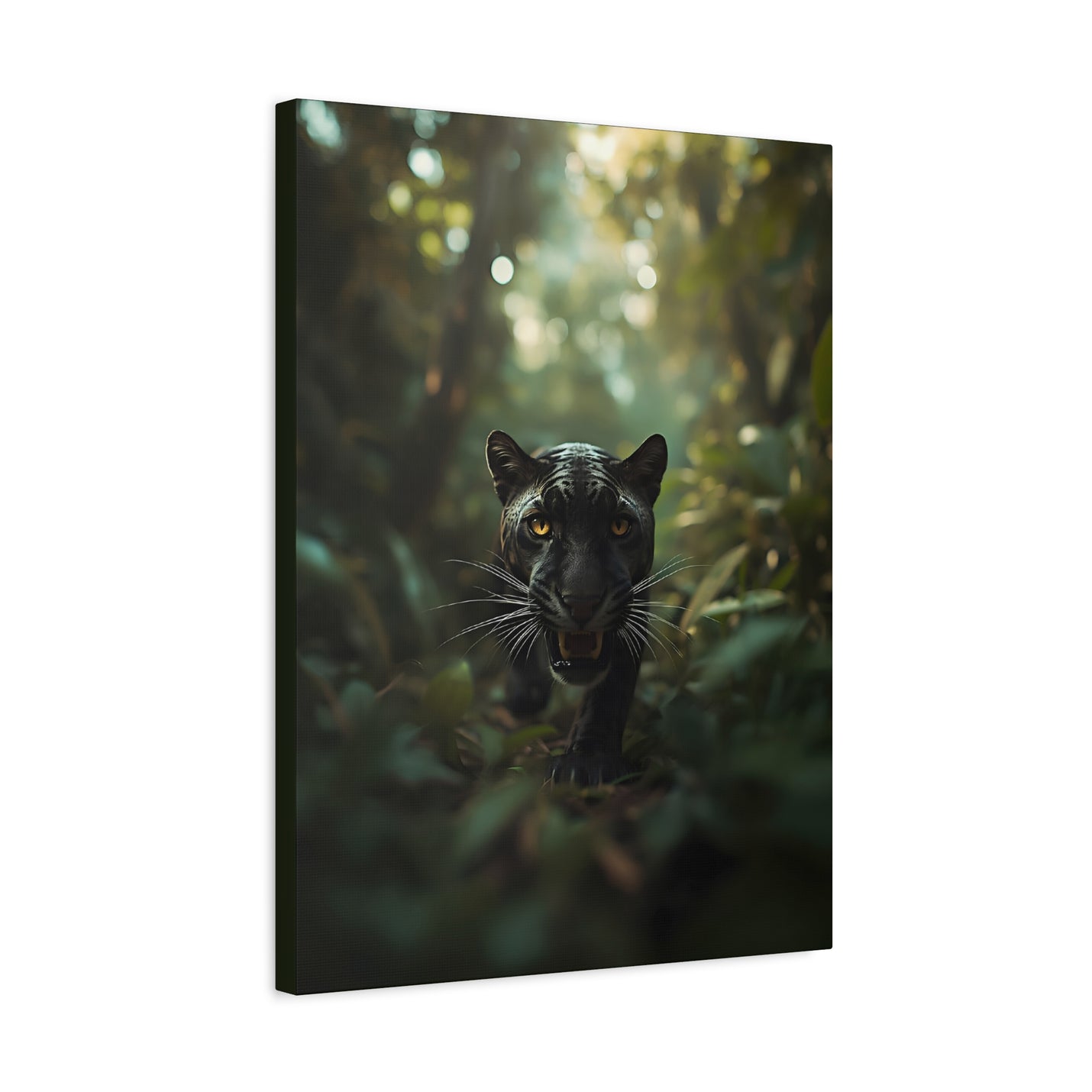 Majestic jungle cat stretched matte canvas print in 18″ x 24″ | 45.72 cm x 60.96 cm size with 1.25″ | 3.18 cm depth.
