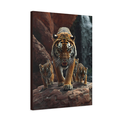 Tiger Family Canvas Print - Stretched Matte Wall Art